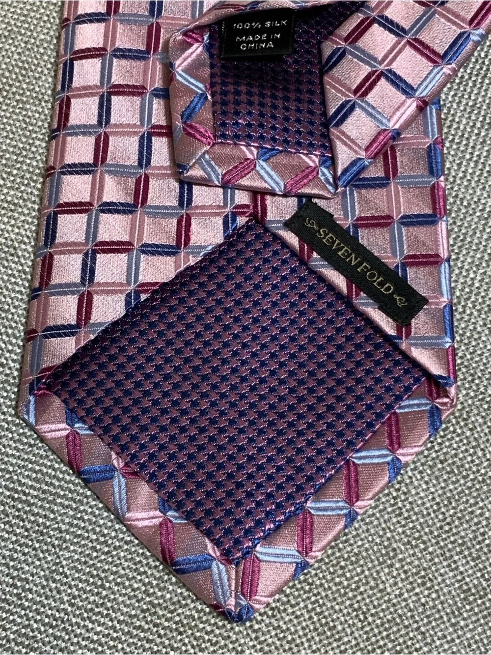 Michelson’s London Sevenfold Silk Tie Pink 3D Cube Pattern